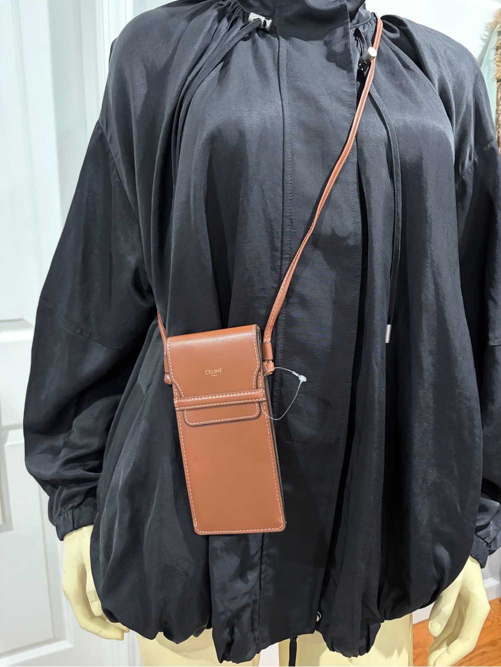 Celine Tan Leather Crossbody Phone Pouch/ Sunglasses case.